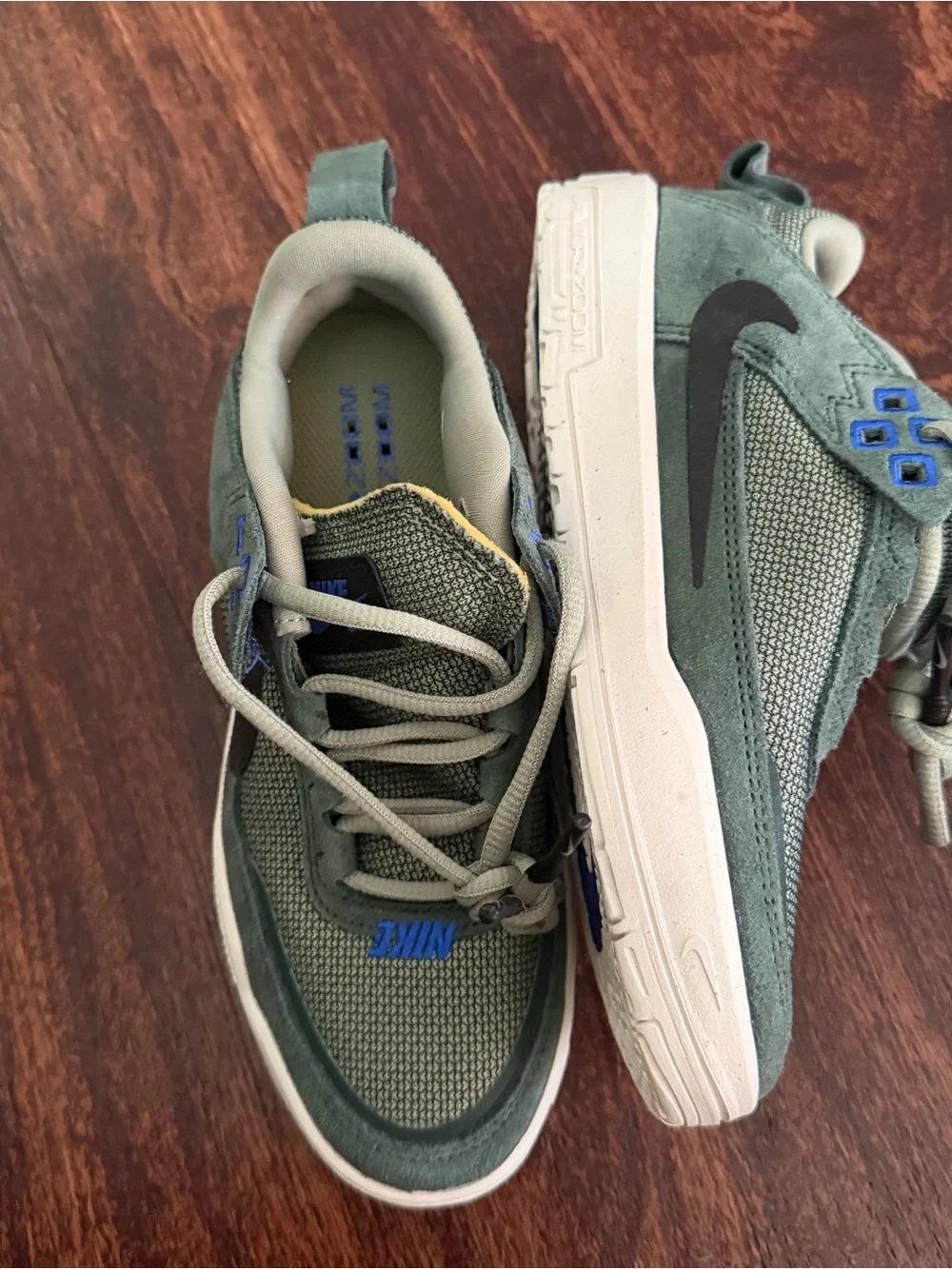 Nike Kids Olive Green and Blue SB Sneakers
